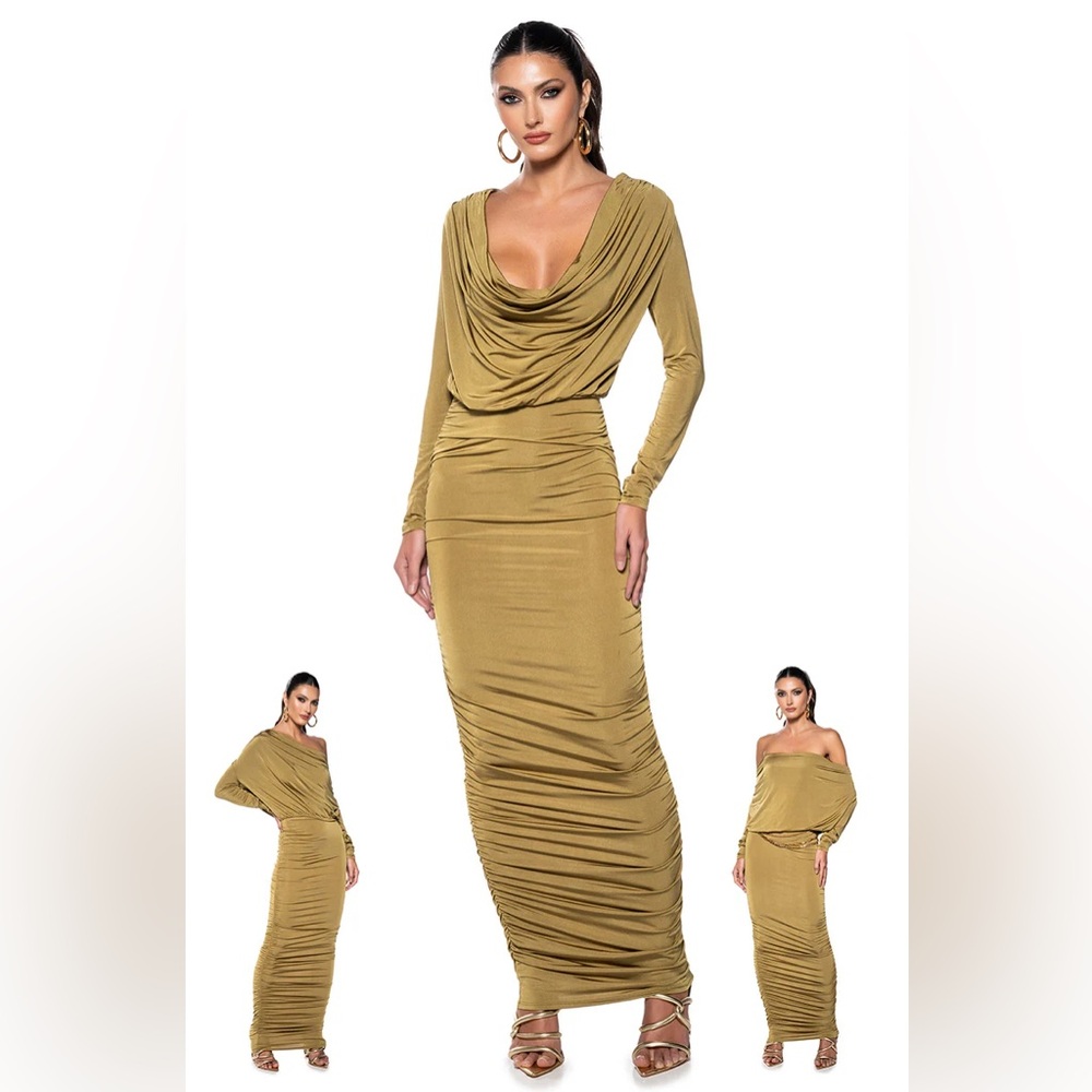 AKIRA Olive Long Sleeve Maxi Dress